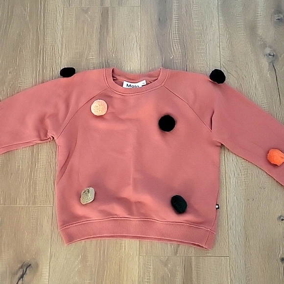 EUC Girls Molo Marcelle Blush Pom Pom Sweatshirt size 8 - Picture 1 of 6